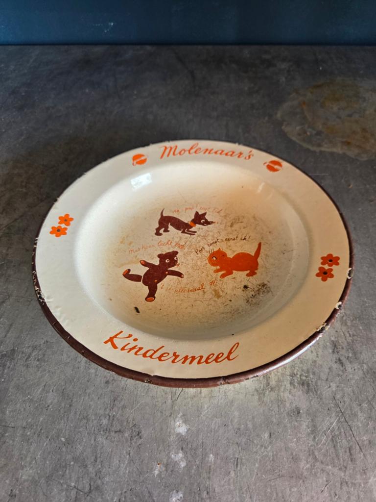 authentiek vintage emaille kinderbord Molenaar's Kindermeel, Antiek en Kunst, Ophalen