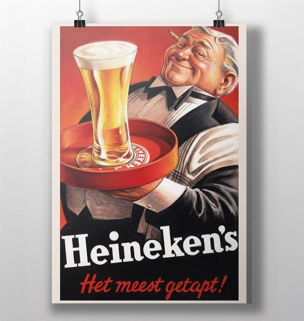Zeldzaam Heineken Het meest getapt ! Bier Poster, Verzenden, Nieuw, Reclamebord, Plaat of Schild, Heineken