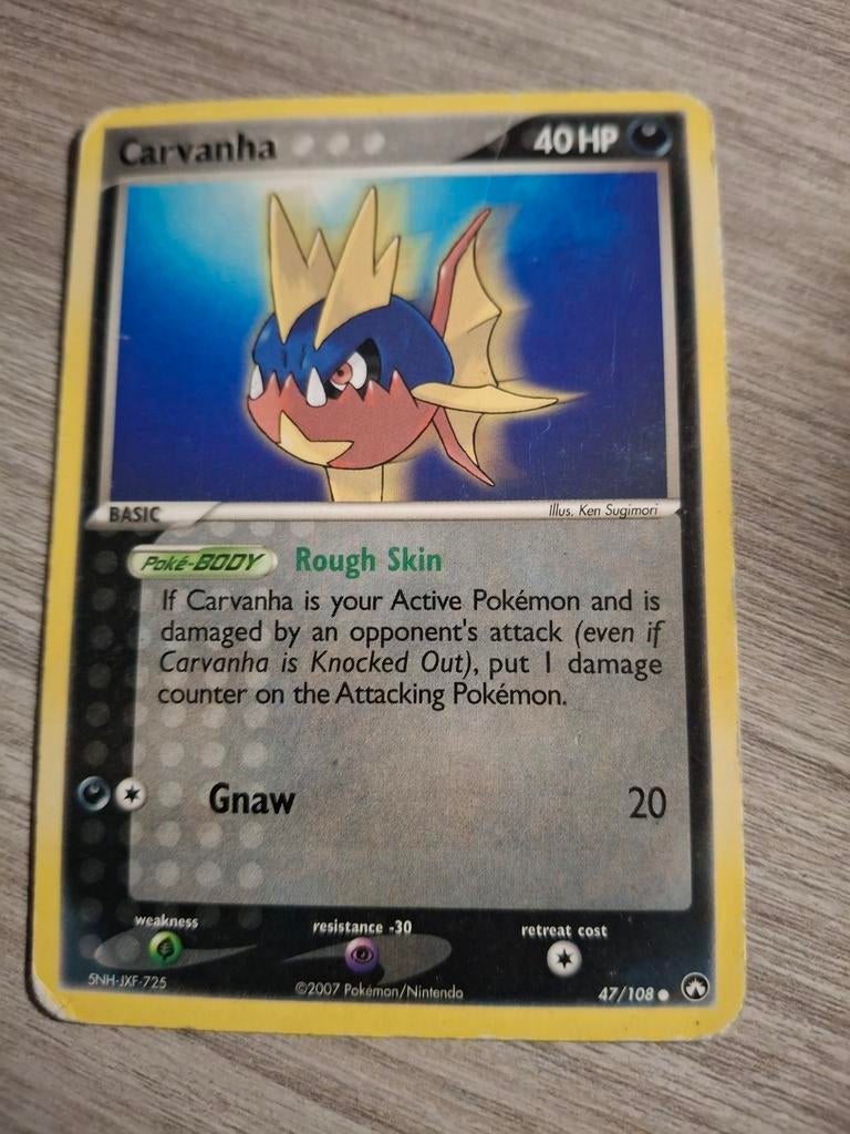 Carvanha Pokémon Kaart - 40 HP, Ophalen of Verzenden, Gebruikt, Losse kaart