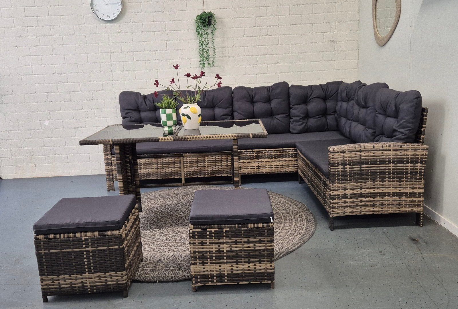 Nette loungeset Wicker 235x180 hoge tafel, Ophalen, ., Bank, Aluminium
