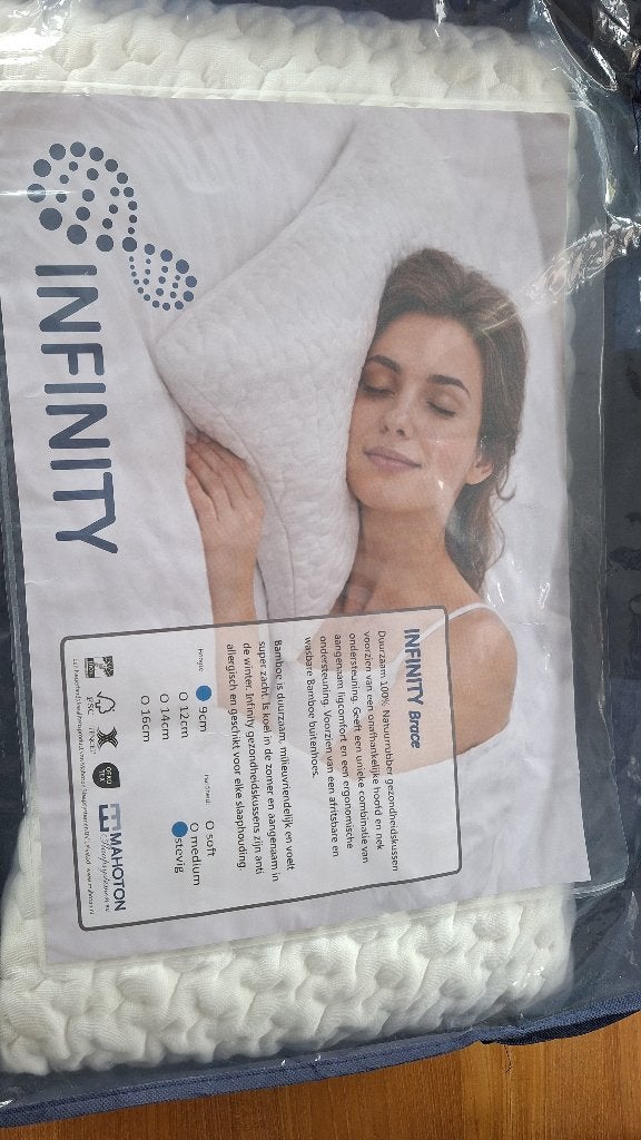Natuurlatex hoofdkussen (stevig) met Bamboe tijk, Ophalen, Eenpersoons, Wit, Overige materialen