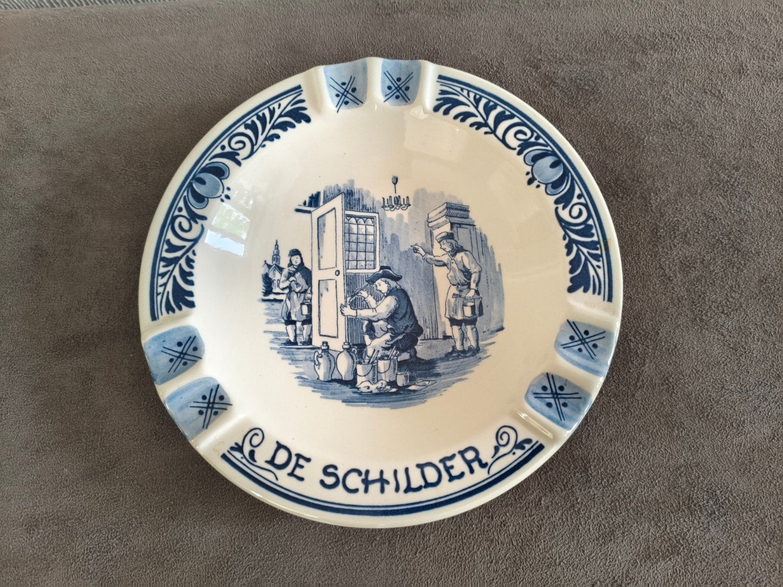 Delfts Blauw Asbak 'De Schilder' - Royal Goedewaagen, Ophalen of Verzenden