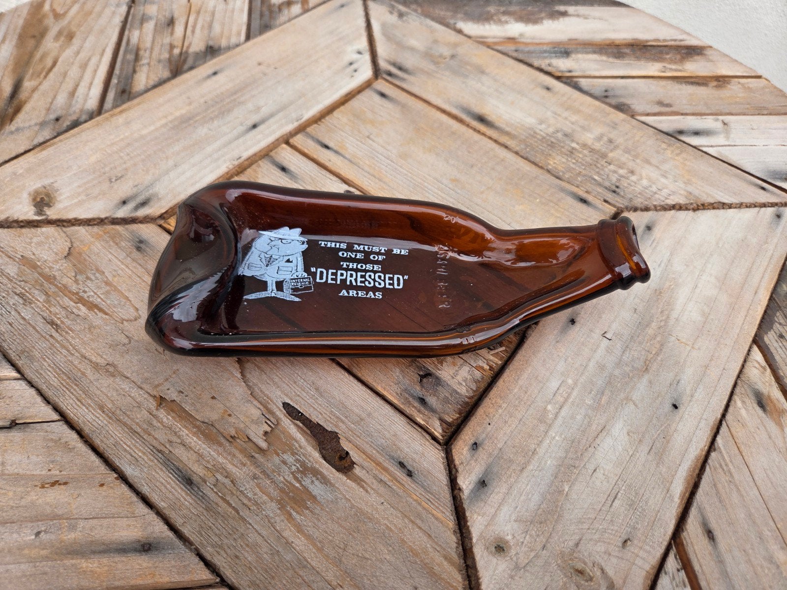 Gesmolten bierfles asbak/schaaltje, Ophalen of Verzenden, Gebruikt