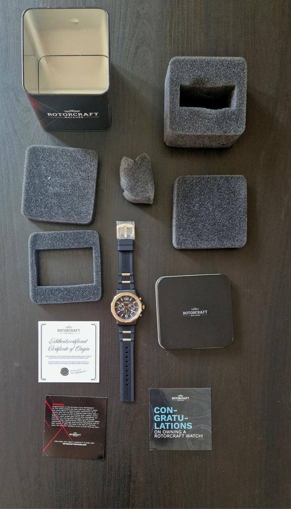 Luxe heren horloge van Rotorcraft t.w.v €500, Overige merken, Staal, Polshorloge, Nieuw