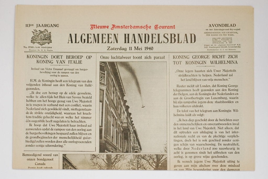 Algemeen Handelsblad - 11 Mei 1940 (herdruk krant WOII 1994), Verzamelen, Verzenden, Amsterdam, Overige soorten, Onbekend
