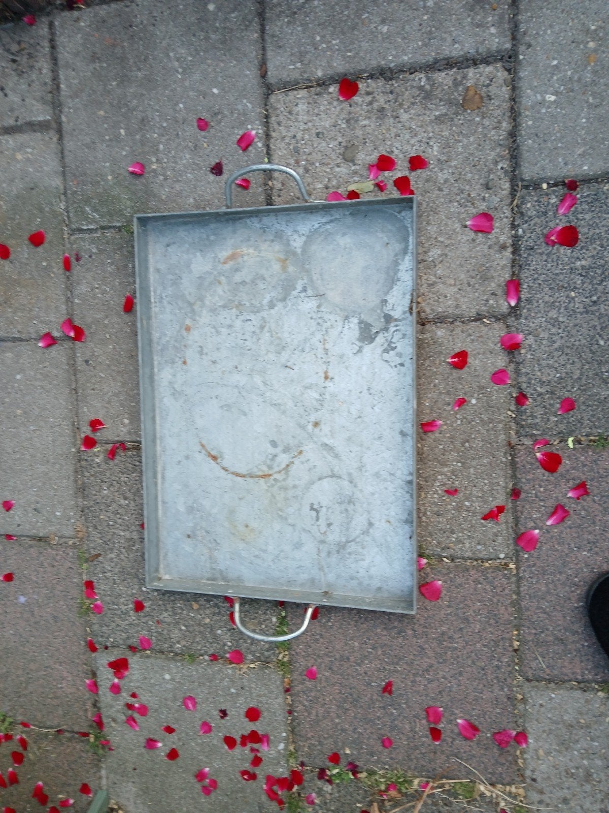 Mooie grote zinken dienblad ., Ophalen, Gebruikt