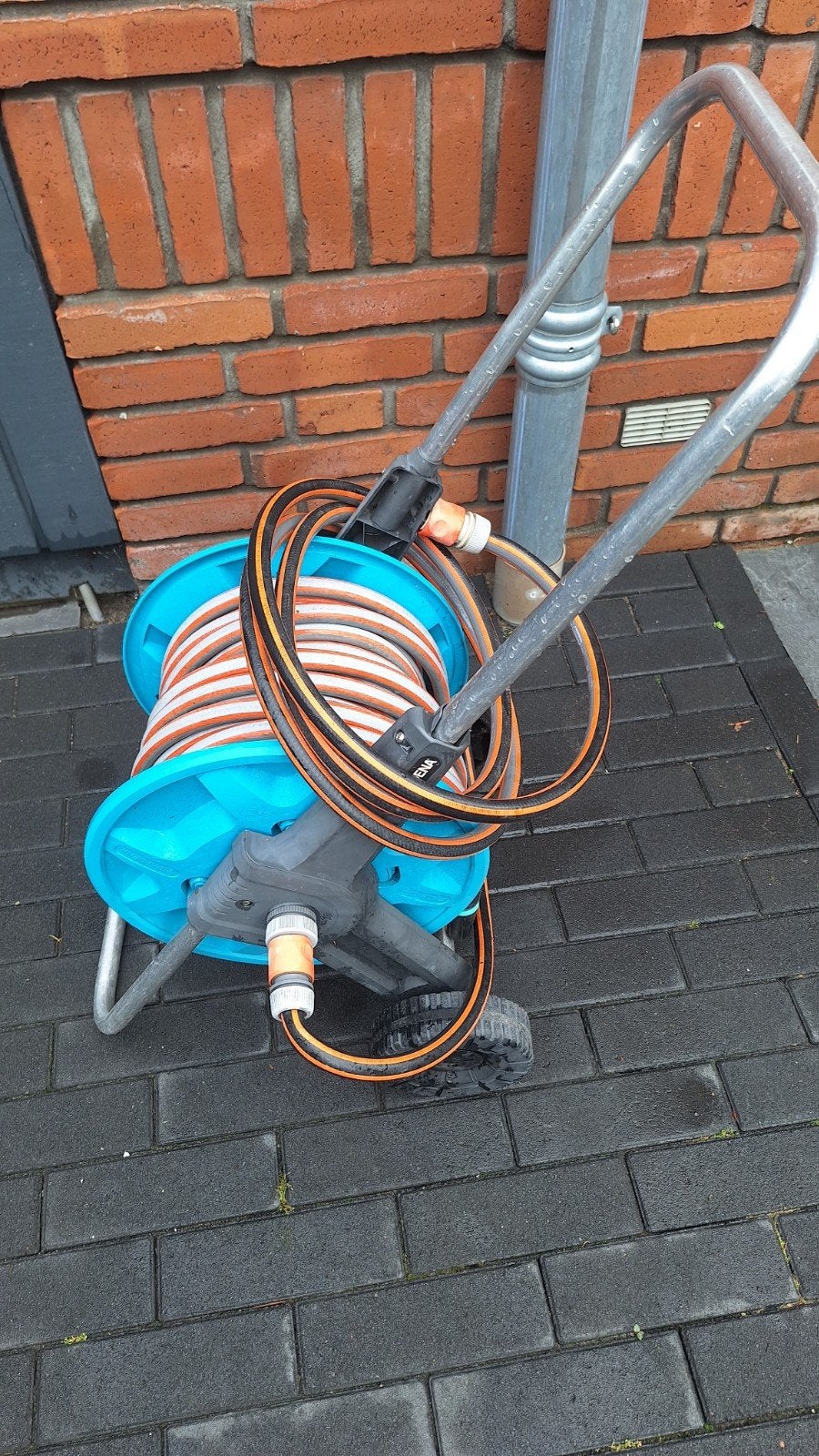 Gardena Tuinslanghaspel met slang, Tuin en Terras, Ophalen of Verzenden, Gebruikt