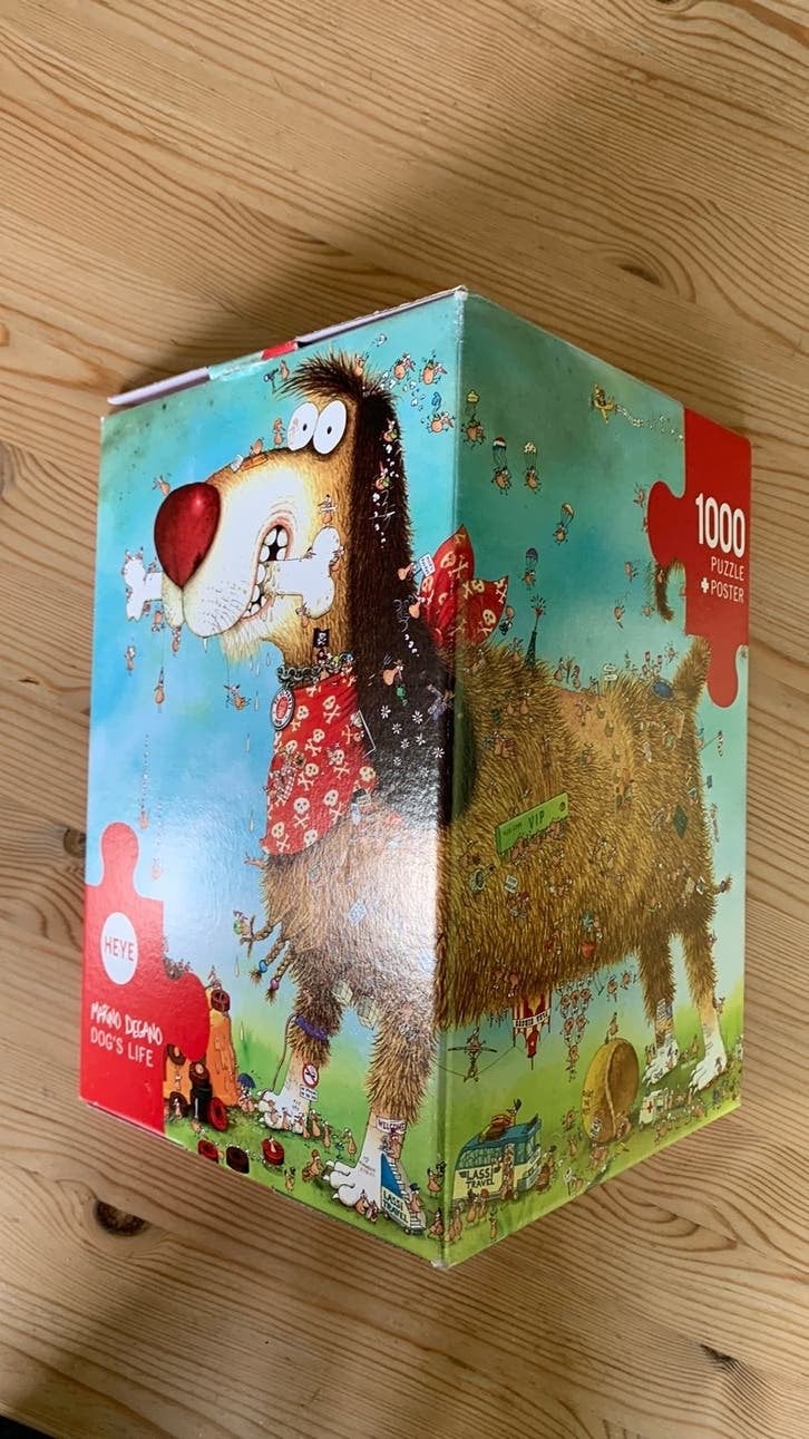 Heye puzzel Marino Degano DOG’S LIFE, Ophalen of Verzenden, 500 t/m 1500 stukjes, Gebruikt, Legpuzzel