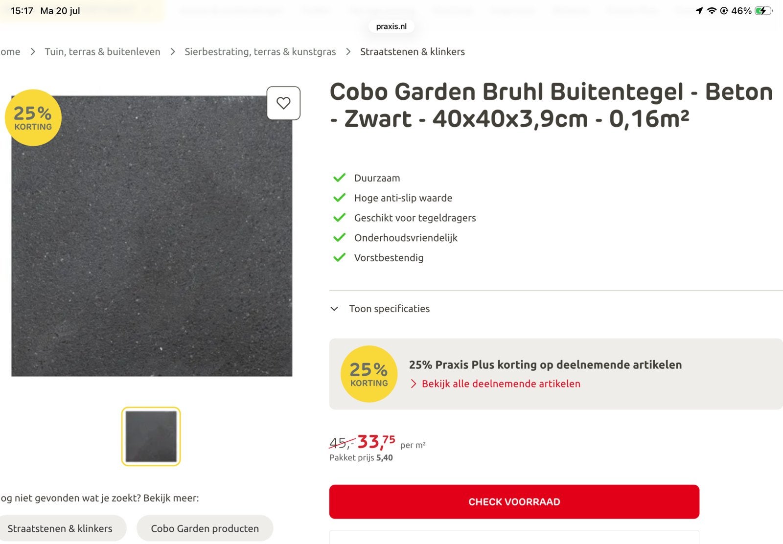 1 tegel gezocht, Doe-het-zelf en Verbouw, Tegels, Ophalen, 60 cm of meer, Keramiek, Zo goed als nieuw