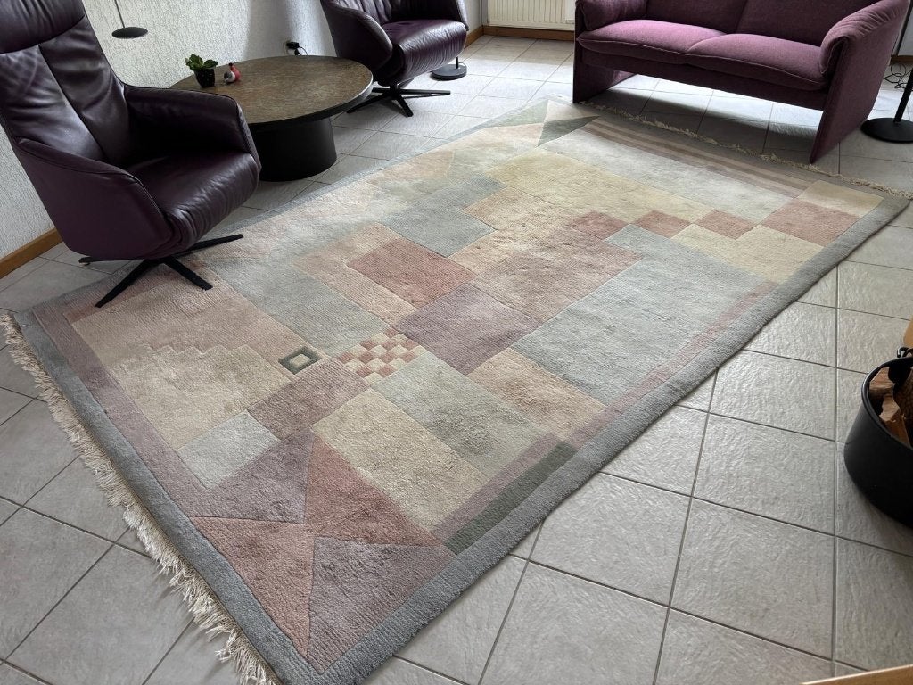 Vloerkleed, zuiver wol, Huis en Inrichting, Ophalen, Paars, 200 cm of meer, Zo goed als nieuw