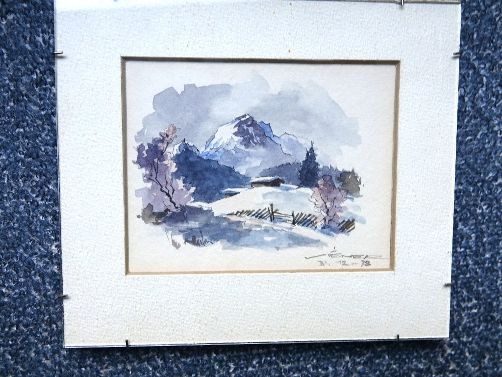 Aquarel Tirol, Landschap, Aquarel, Ophalen of Verzenden, Passe-partout