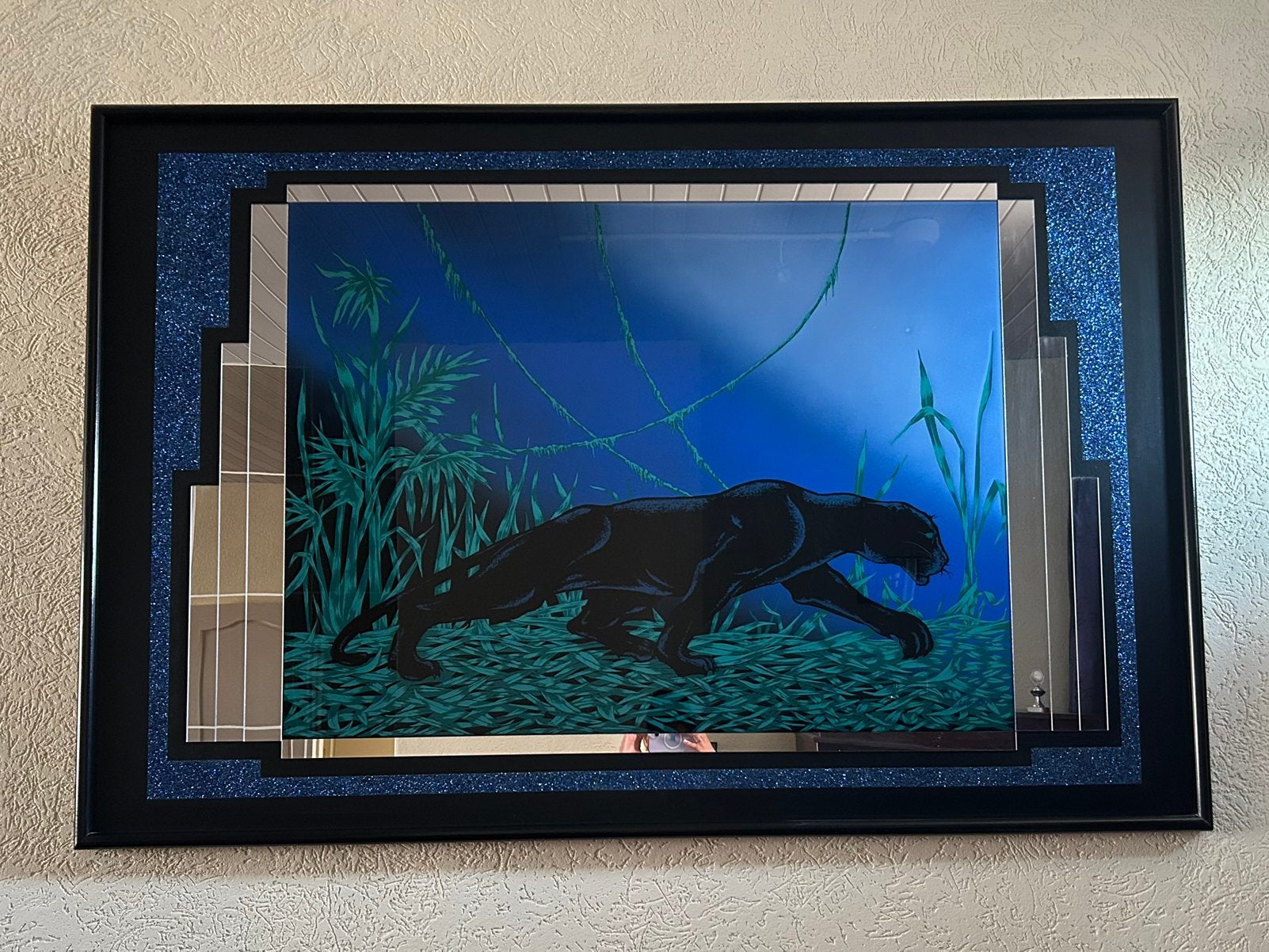 Groot exclusief spiegelkunstwerk Panter – Luxe wanddecoratie, Ophalen