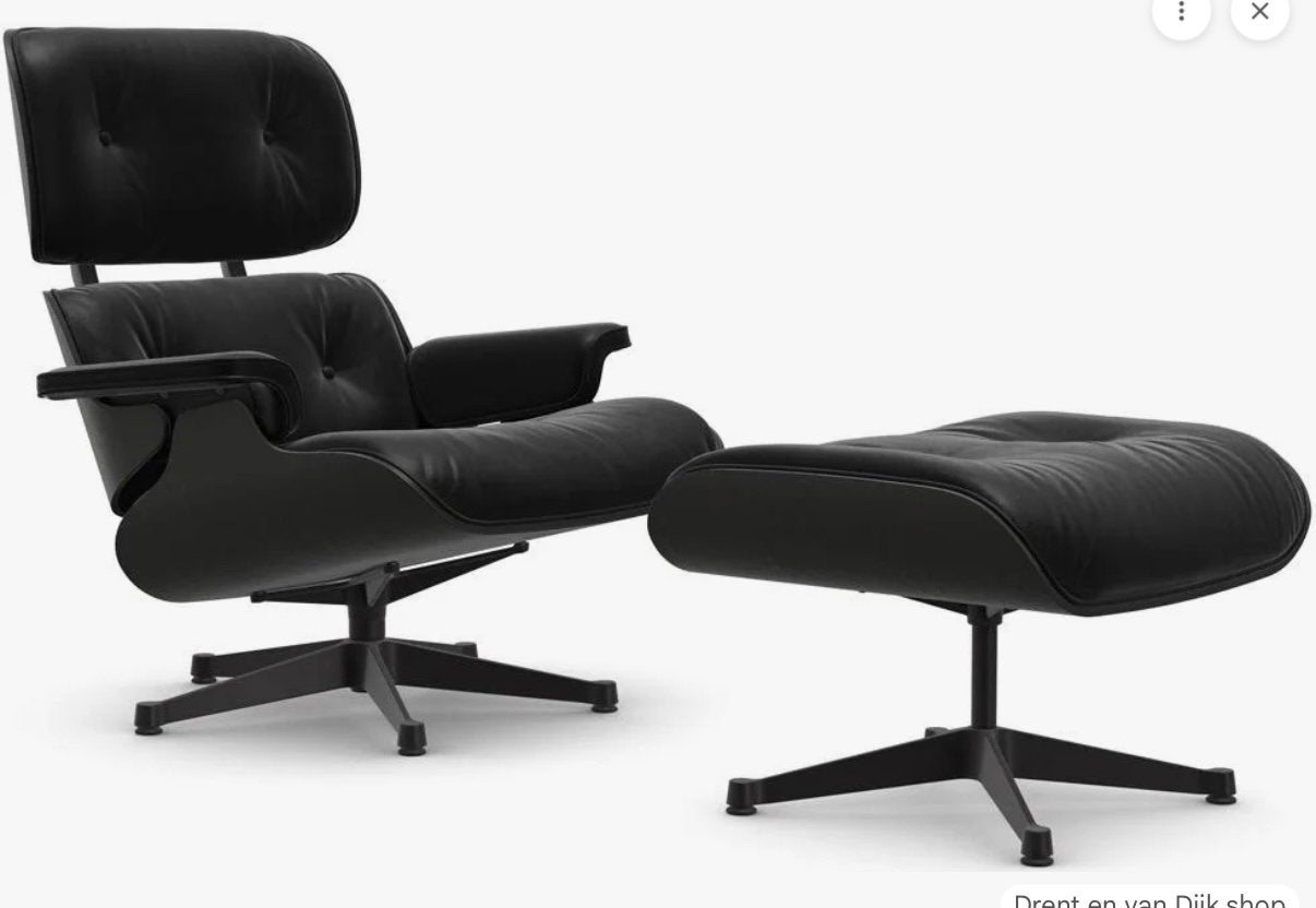 Eames Lounge Chair+Ottoman Black-Edition, Huis en Inrichting, Fauteuils, Ophalen of Verzenden, Zo goed als nieuw
