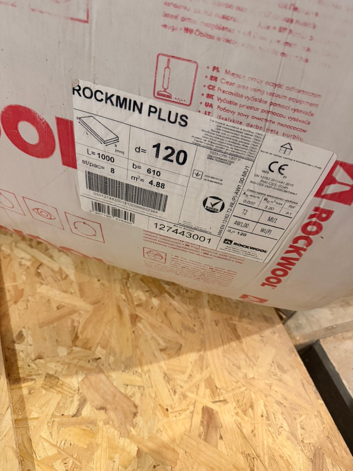 Rockwool Plus Steenwol platen 1000x610x120mm. 2 pakken., Ophalen, Nieuw, Steenwol, 5 tot 10 m²