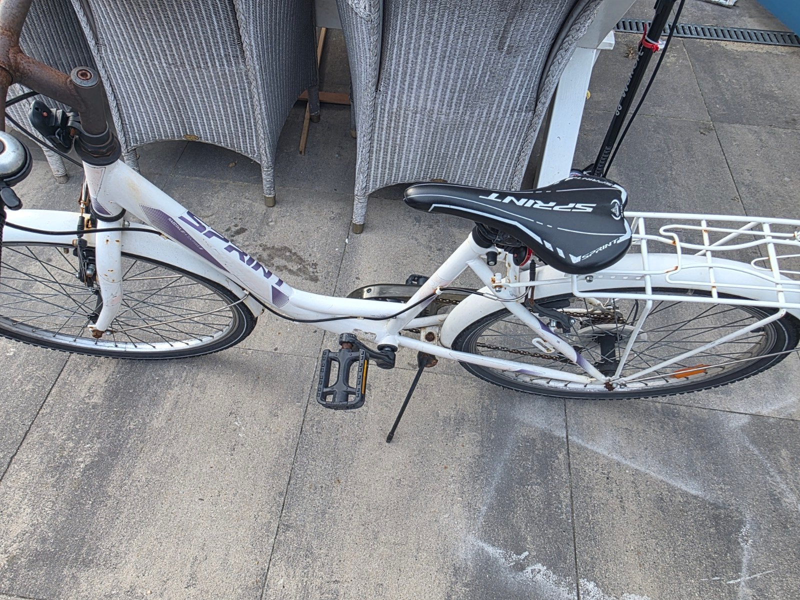 Witte kinderfiets met versnellingen - Sprint/Riverside, Fietsen en Brommers, Gebruikt, Velgrem, Versnellingen, 53 tot 57 cm