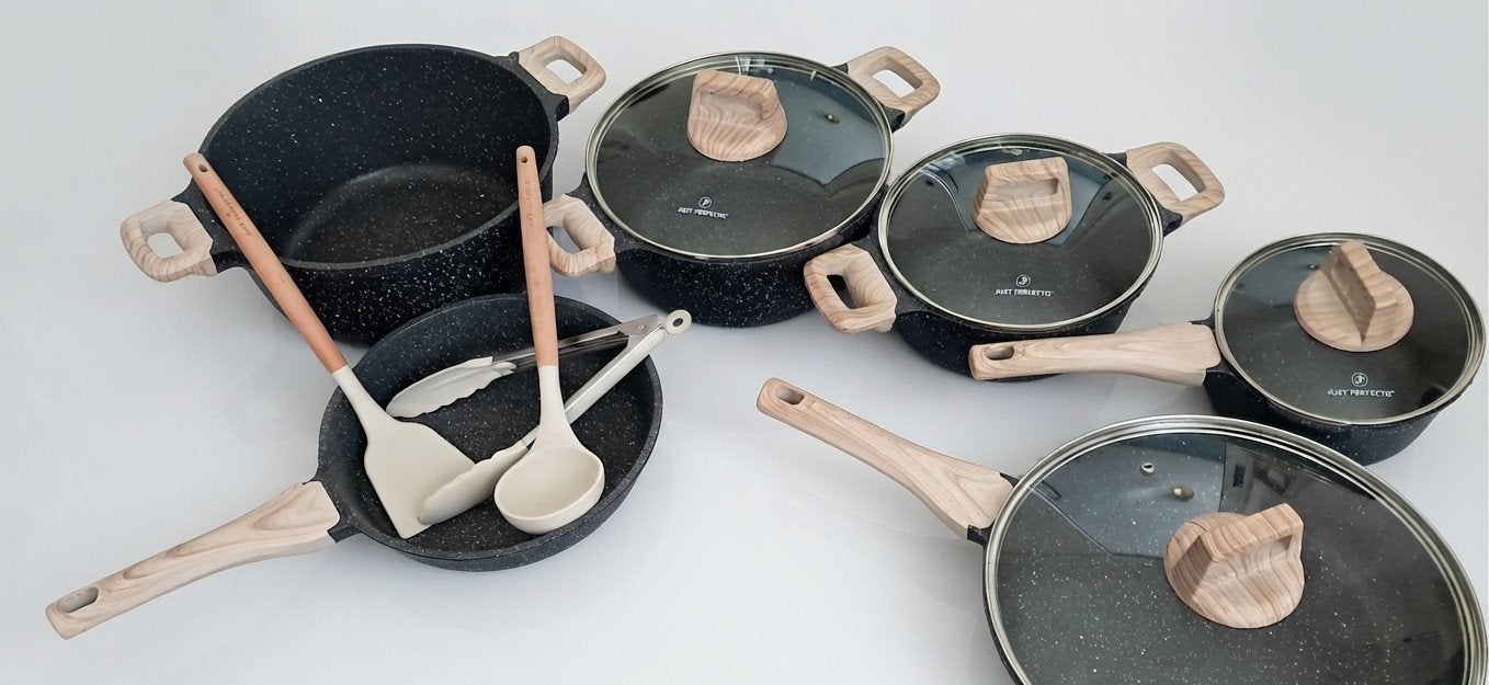 Just Perfecto Pannenset GLOEDNIEUW, Ophalen of Verzenden, Zo goed als nieuw, Rvs, Pannenset