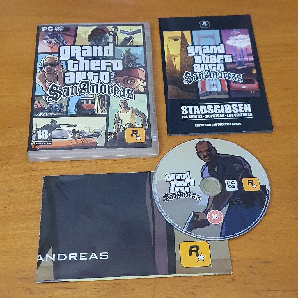 PC | Grand Theft Auto San Andreas met POSTER MAP, Spelcomputers en Games, Games | Pc, Gebruikt, Avontuur en Actie, 1 speler, Vanaf 18 jaar