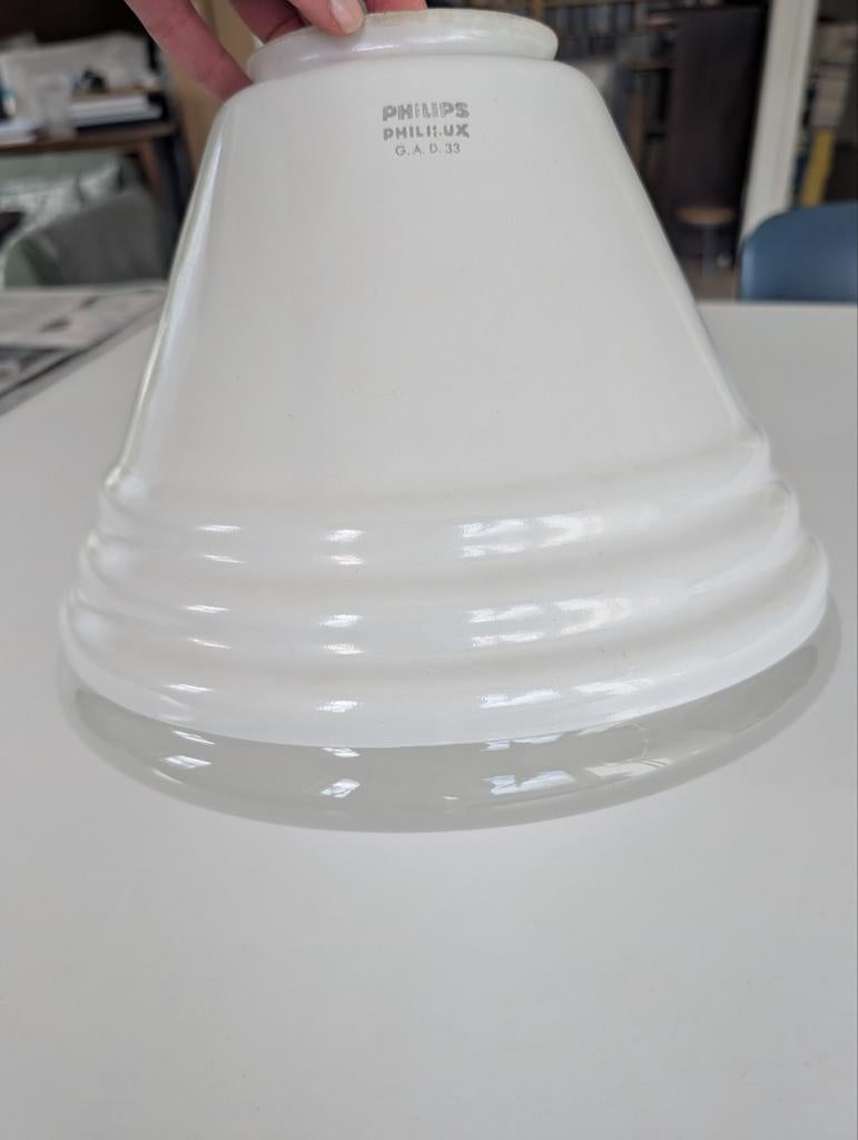 Phillips Phililux jaren '30 kap opaal glas wit, Ophalen, Wit, Zo goed als nieuw, 50 cm of meer