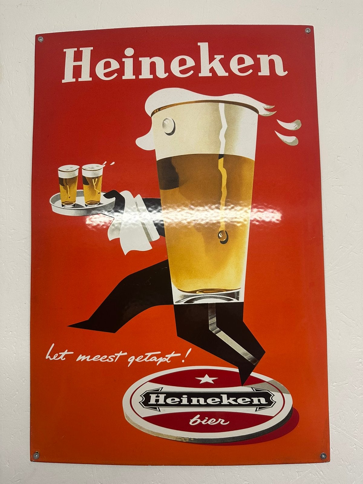 Emaille Heineken, Ophalen, Gebruikt, Reclamebord