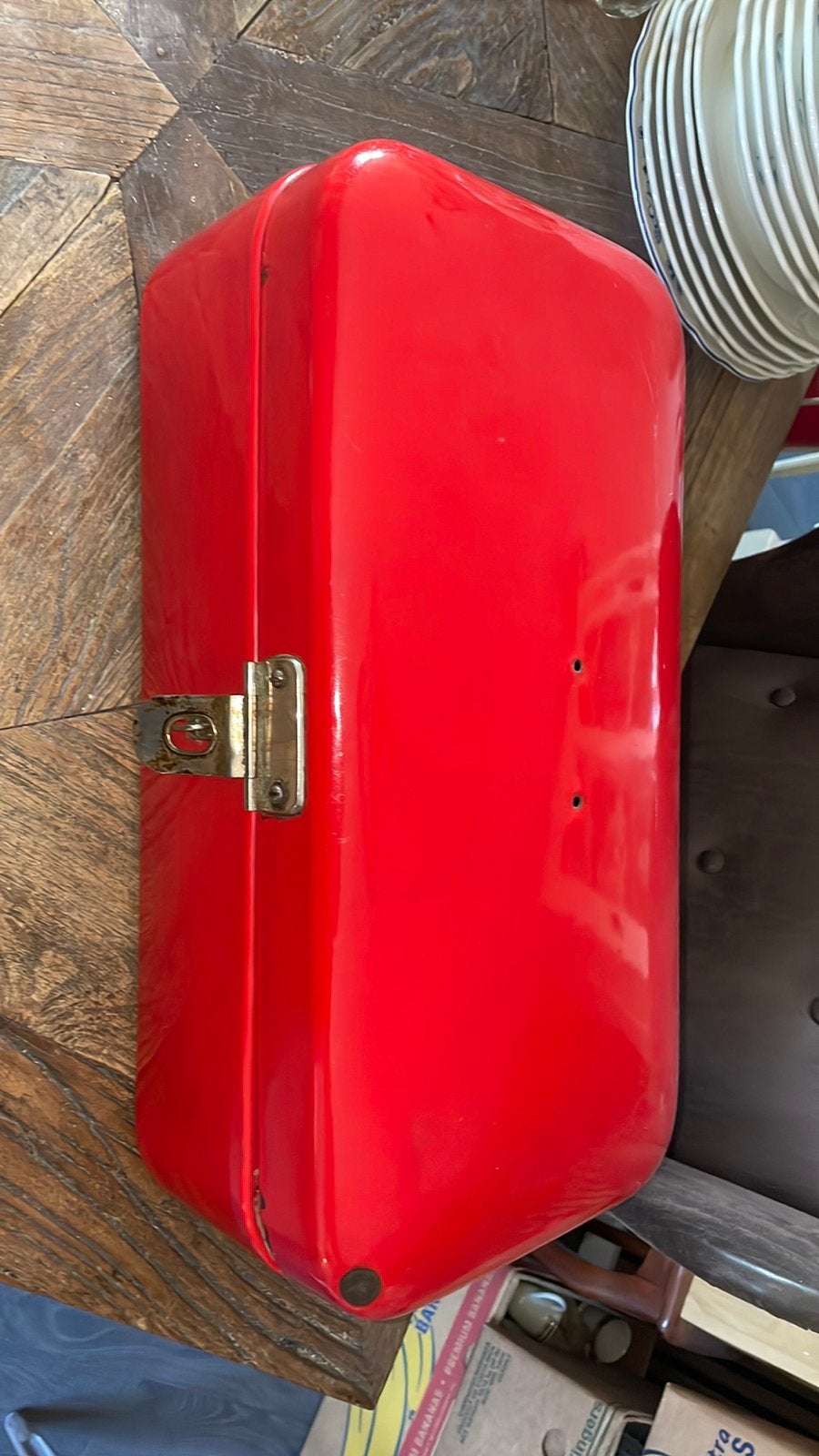 Emaille rood broodtrommel, Antiek en Kunst, Ophalen of Verzenden