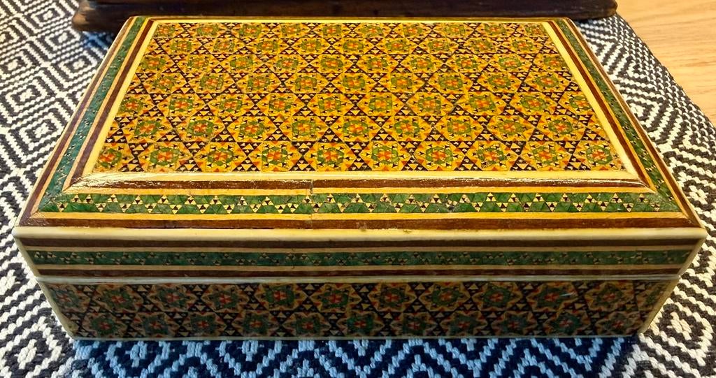Perzisch Khatam Kari Kistje Handgemaakt Inlegwerk, Antiek en Kunst, Ophalen of Verzenden