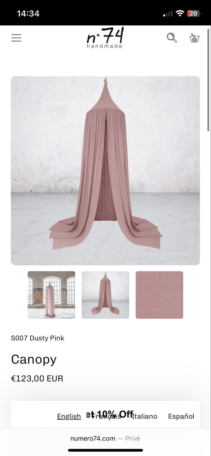 N74 Klamboe Dusty Pink - Zo goed als nieuw, Overige merken, Ophalen of Verzenden, Zo goed als nieuw, Ophangbaar