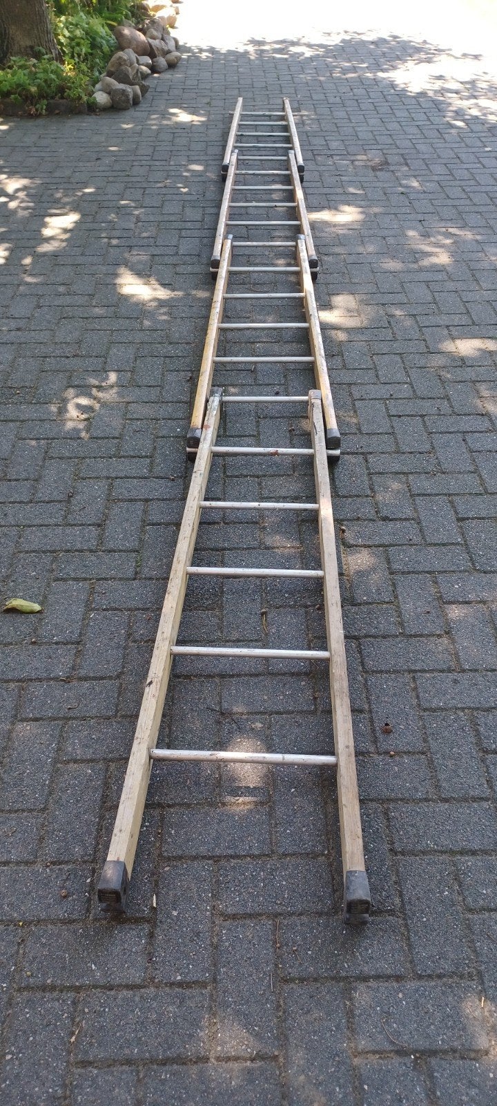 vintage degelijke houten schildersladder - vierdelig, Doe-het-zelf en Verbouw, Ladders en Trappen, Ophalen, Gebruikt, Ladder, 4 meter of meer