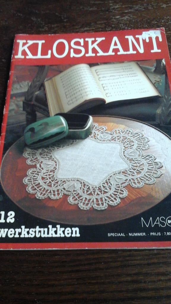 Kloskant met 12 werkstukken, Ophalen of Verzenden, Zo goed als nieuw, Patronen