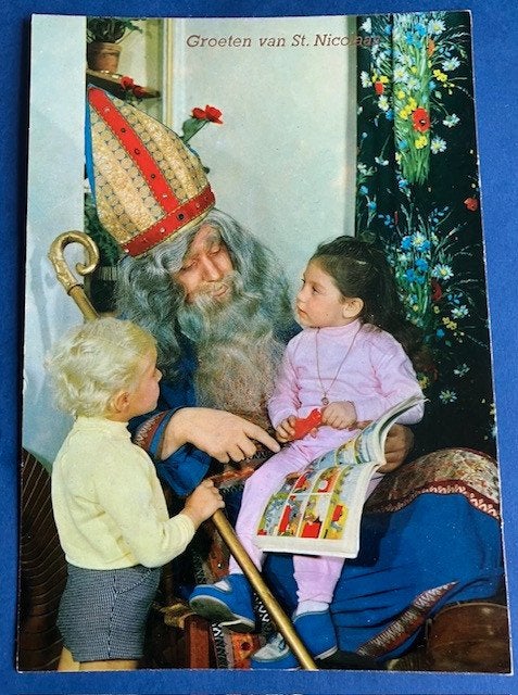 Bij Sinterklaas op schoot en voorgelezen worden Aparte Sint, Ophalen of Verzenden, 1960 tot 1980, Ongelopen, Kinderen