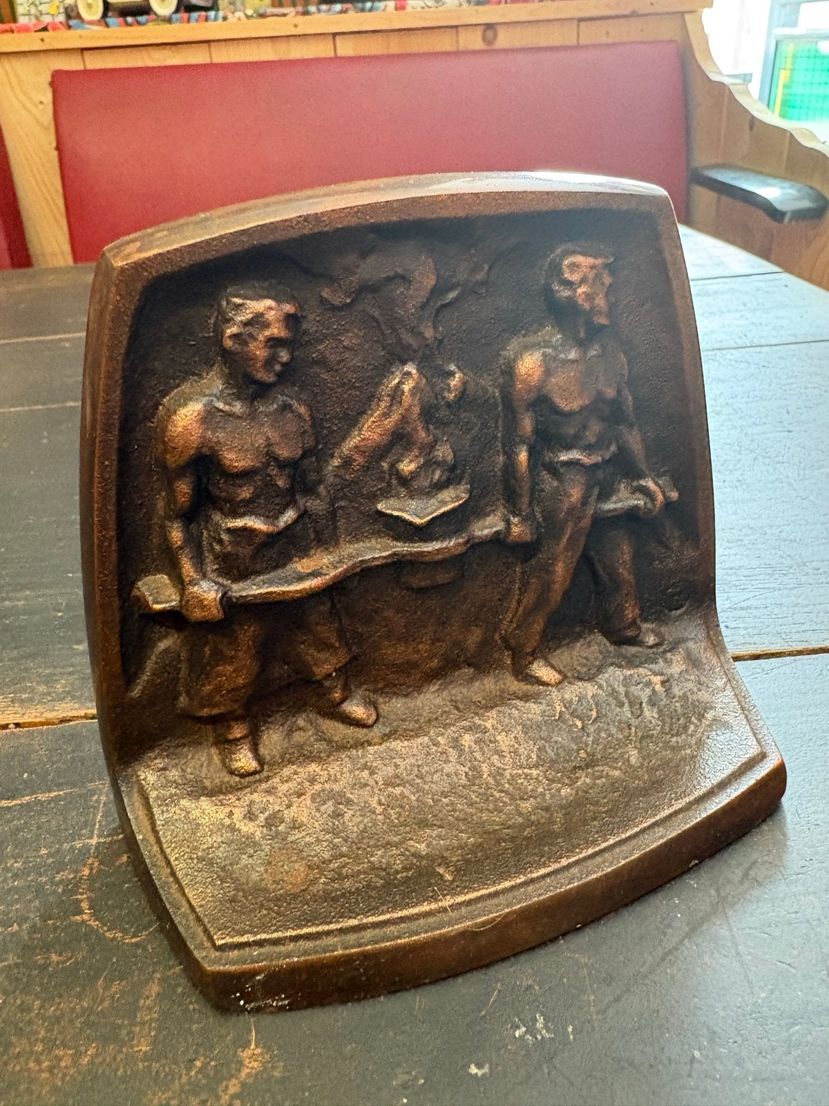 Vintage Bronzen Boekensteun 'De Smid' - Etna Breda, Ophalen of Verzenden