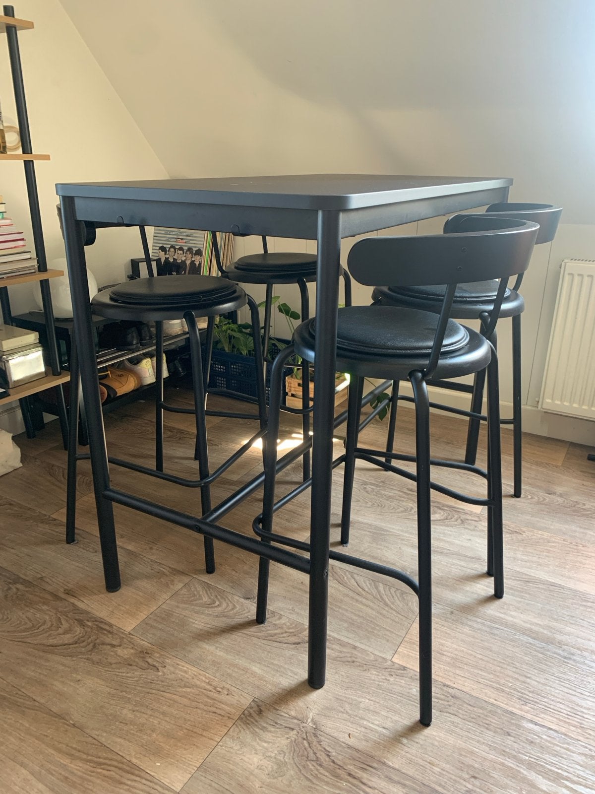 Zwarte IKEA TOMMARYD tafel met 4 stoelen, Gebruikt, 100 tot 150 cm, Vierkant, 50 tot 100 cm