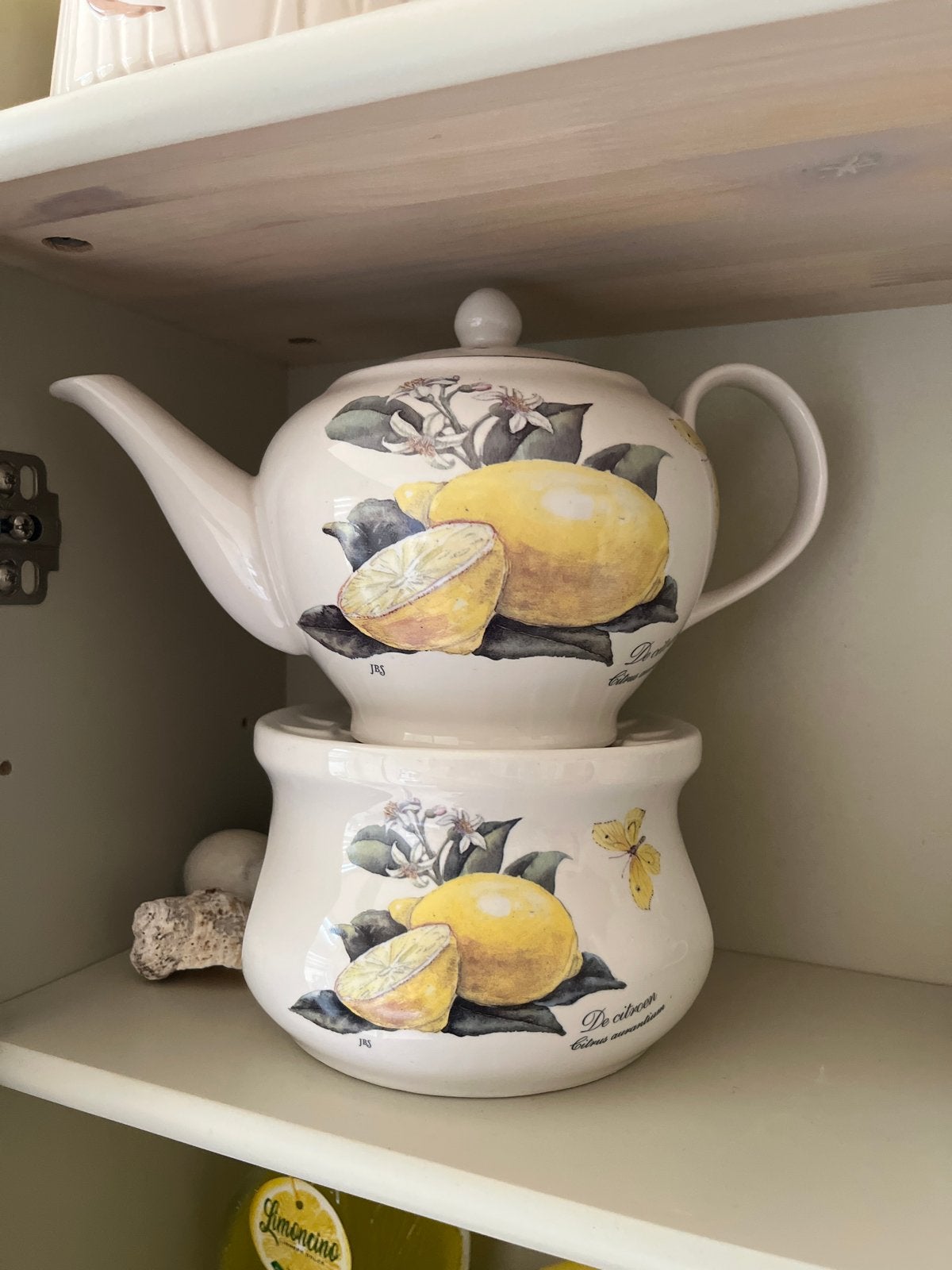 Citroen theepot met theelichtje - Citrus Aurantium, Ophalen, Overige merken, Keramiek, Landelijk/Boerenbont