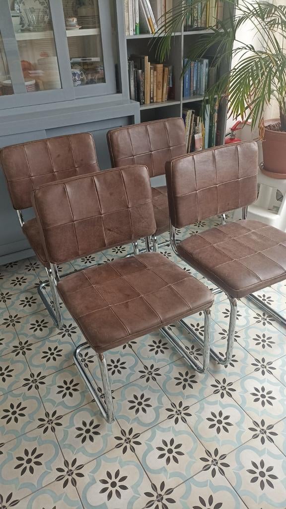 Fantastisch zittende lederen eettafel stoelen, Huis en Inrichting, Stoelen, Ophalen of Verzenden, Gebruikt, Vijf, Zes of meer stoelen