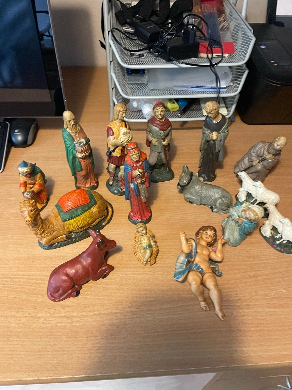 Grote Kerststal Beelden Set - Compleet en Gedetailleerd, Ophalen, Gebruikt, Beeld(je), Christendom | Katholiek