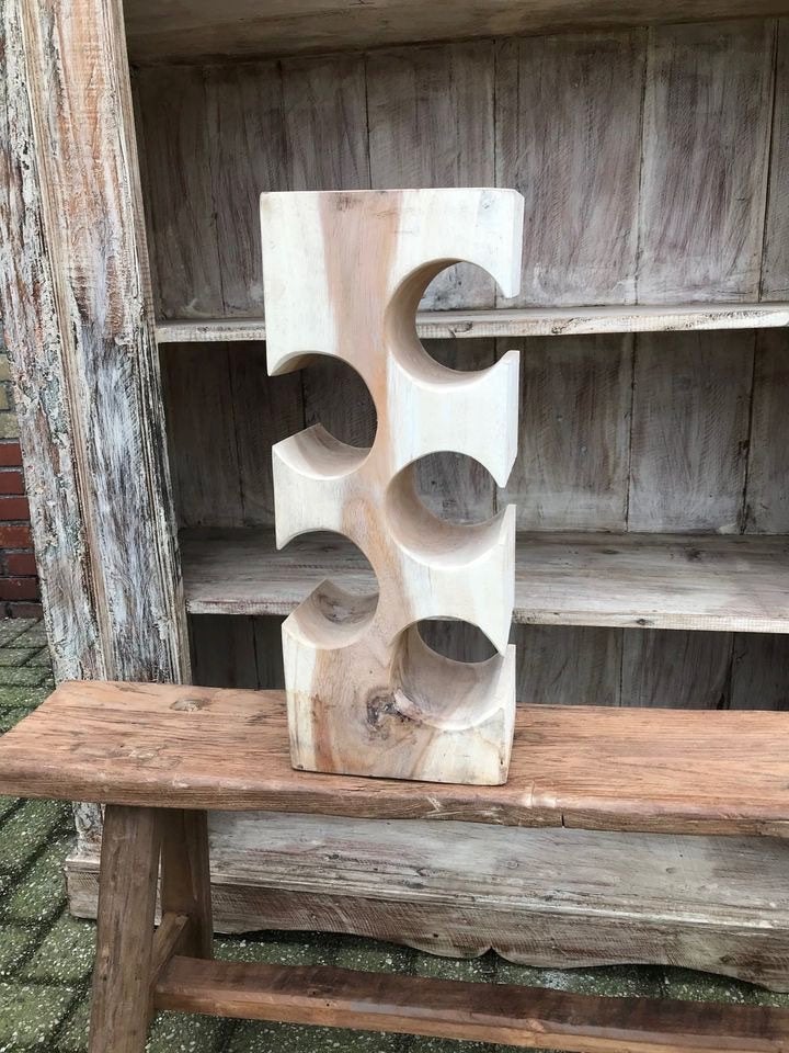Suar boomstam hout wijnrek voor 5 flessen, Verburgt Vintage, 5 tot 15 flessen, Nieuw, Ophalen of Verzenden