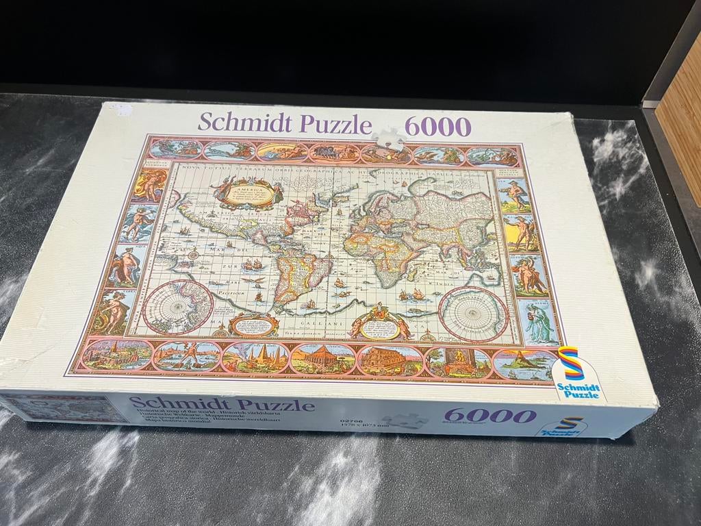 Schmidt puzzel 6000 stukjes Historische Wereldkaart, Ophalen of Verzenden, Minder dan 500 stukjes, Zo goed als nieuw