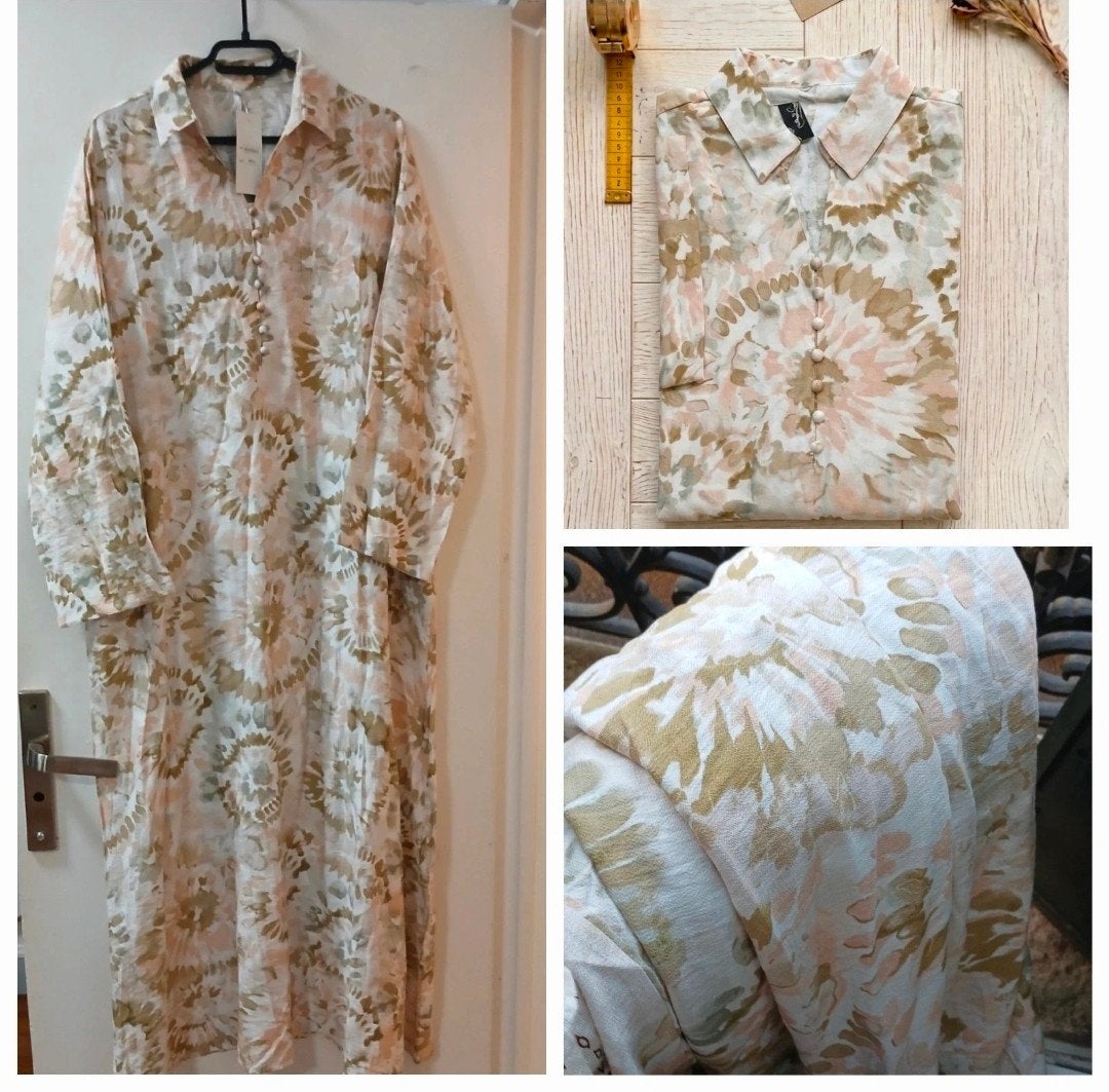 Lange blouse/jurk maxi met tie-dye print geen merrachi 🌸, Maat 38/40 (M), Zara, Nieuw, Ophalen of Verzenden