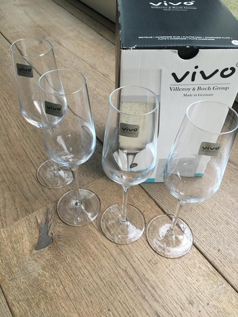 Champagneglas Villeroy & Boch 4 stuks, Overige typen, Ophalen of Verzenden, Overige stijlen, Glas