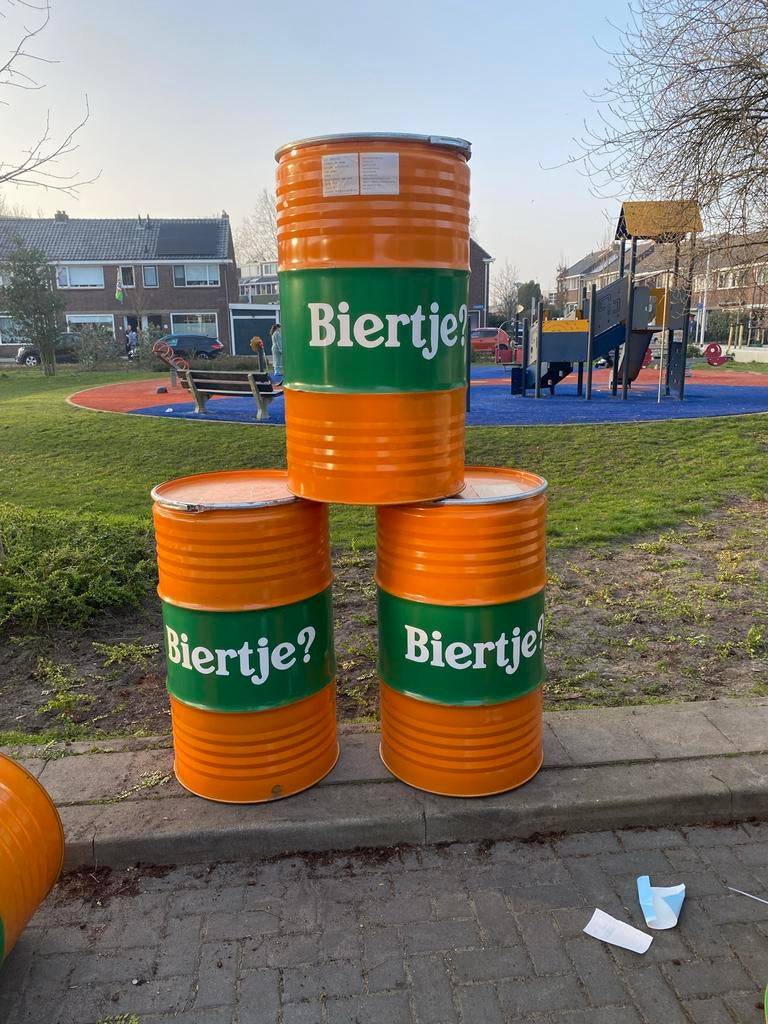Supergave vaten voor statafel oranje groen olievat, Ophalen, ., Zo goed als nieuw, .