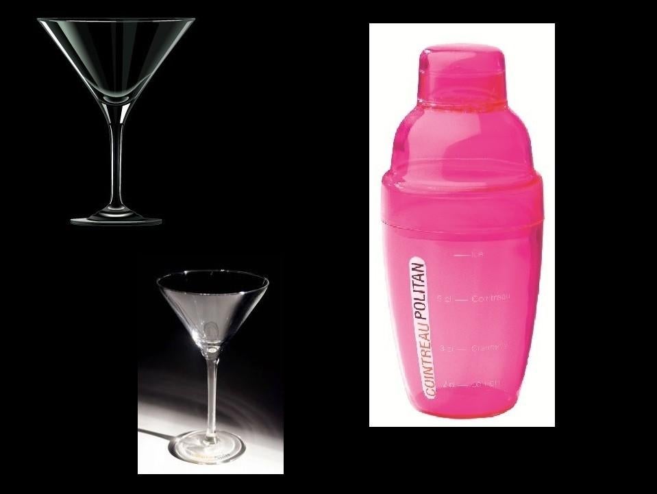 Cointreau cosmopolitan glazen en cocktail shaker, Verzenden, Nieuw, Gebruiksvoorwerp