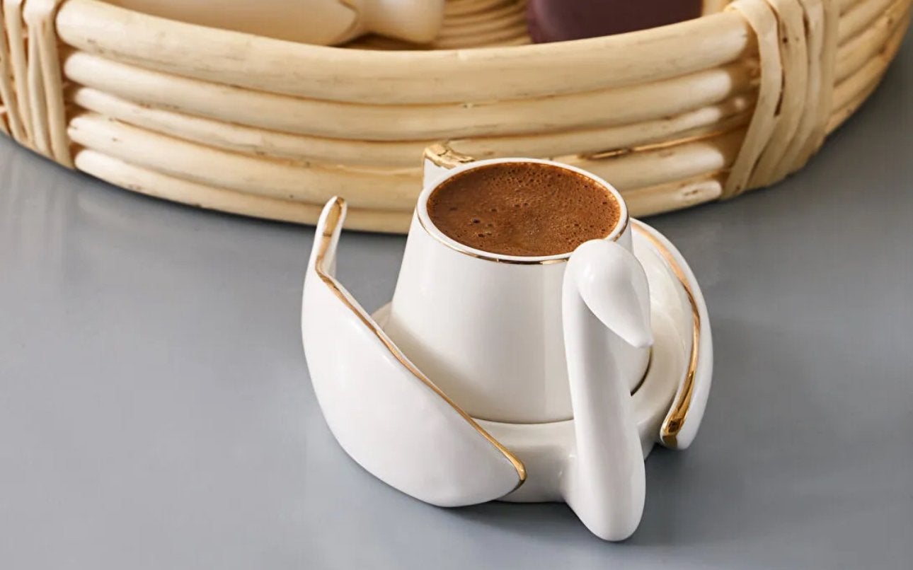 Zwanen Koffiekopjes Set - Elegant en Uniek Design, Keramiek, Nieuw, Ophalen of Verzenden, Overige stijlen