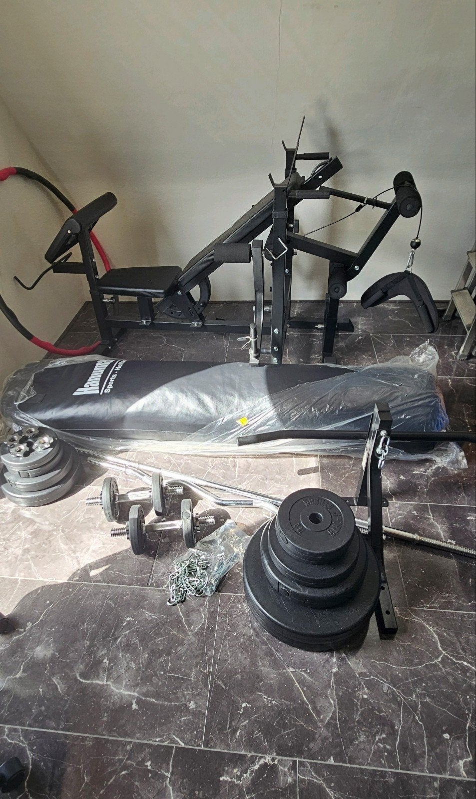 Complete Krachtset: Bench, Bokszak, Pull-up Bar & Gewichten, Sport en Fitness, Fitnessmaterialen, Ophalen of Verzenden