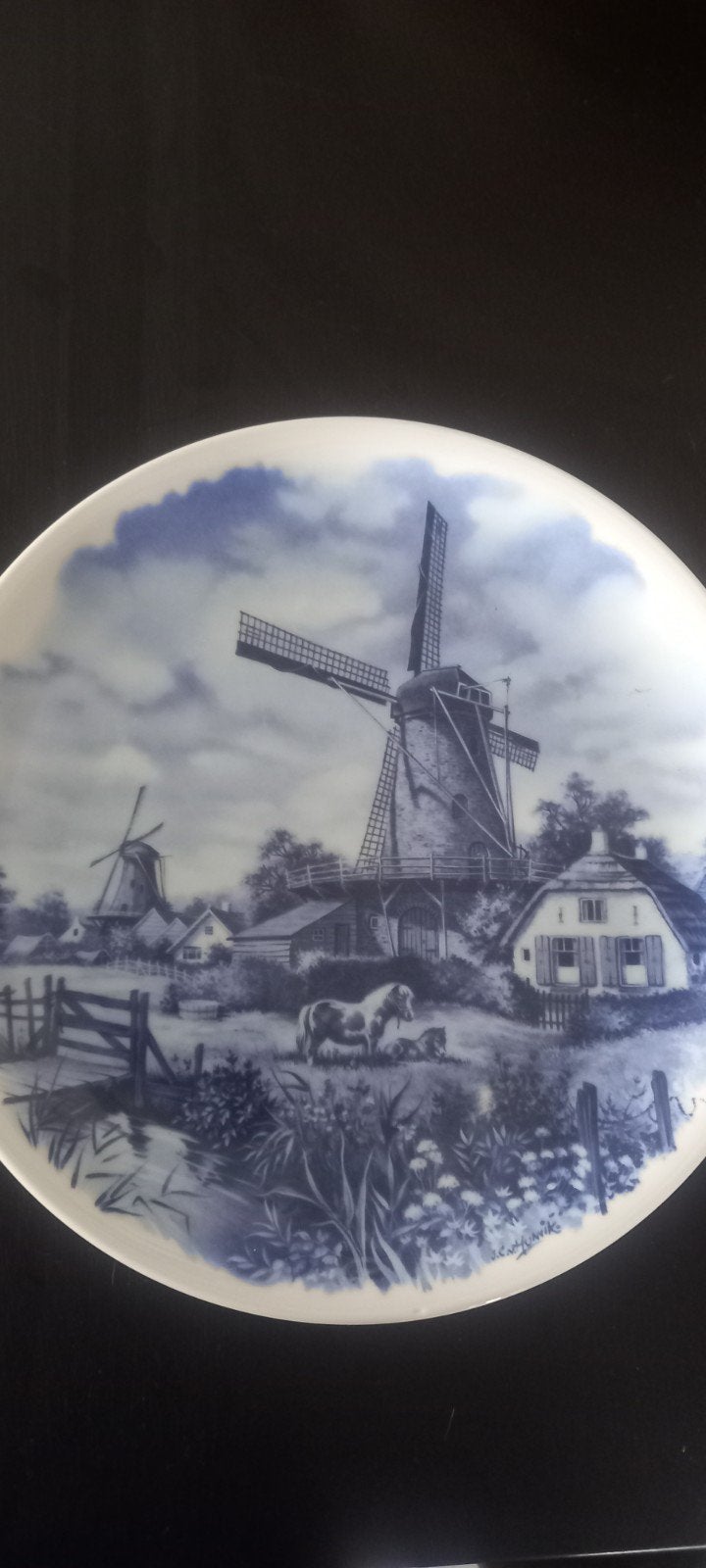 Delfts Blauw Wandbord - Molenlandschap 1984, Ophalen of Verzenden