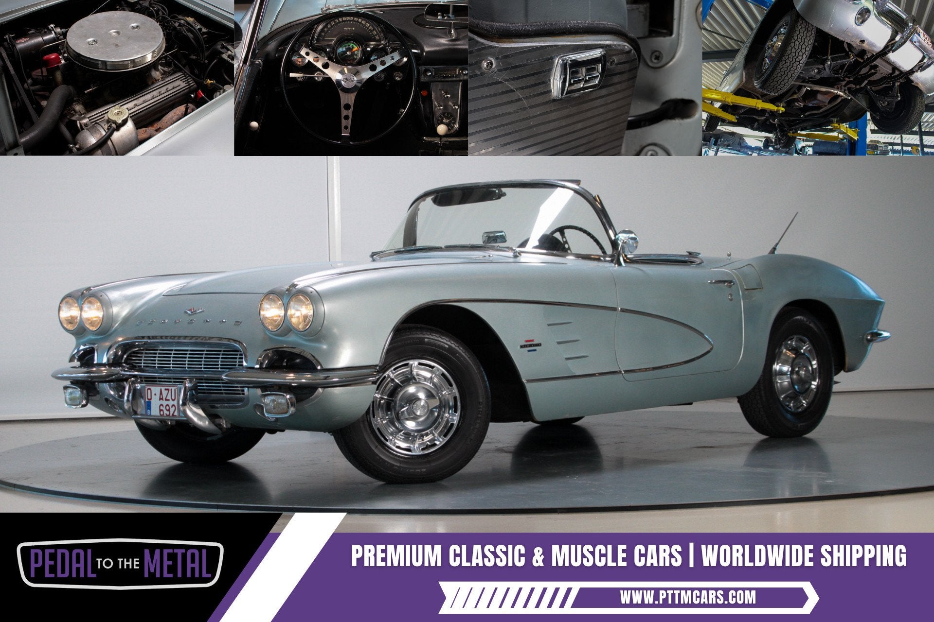 1961 Chevrolet Corvette C1 Convertible with Hardtop Survivor, Achterwielaandrijving, Zwart, Bedrijf, Handgeschakeld