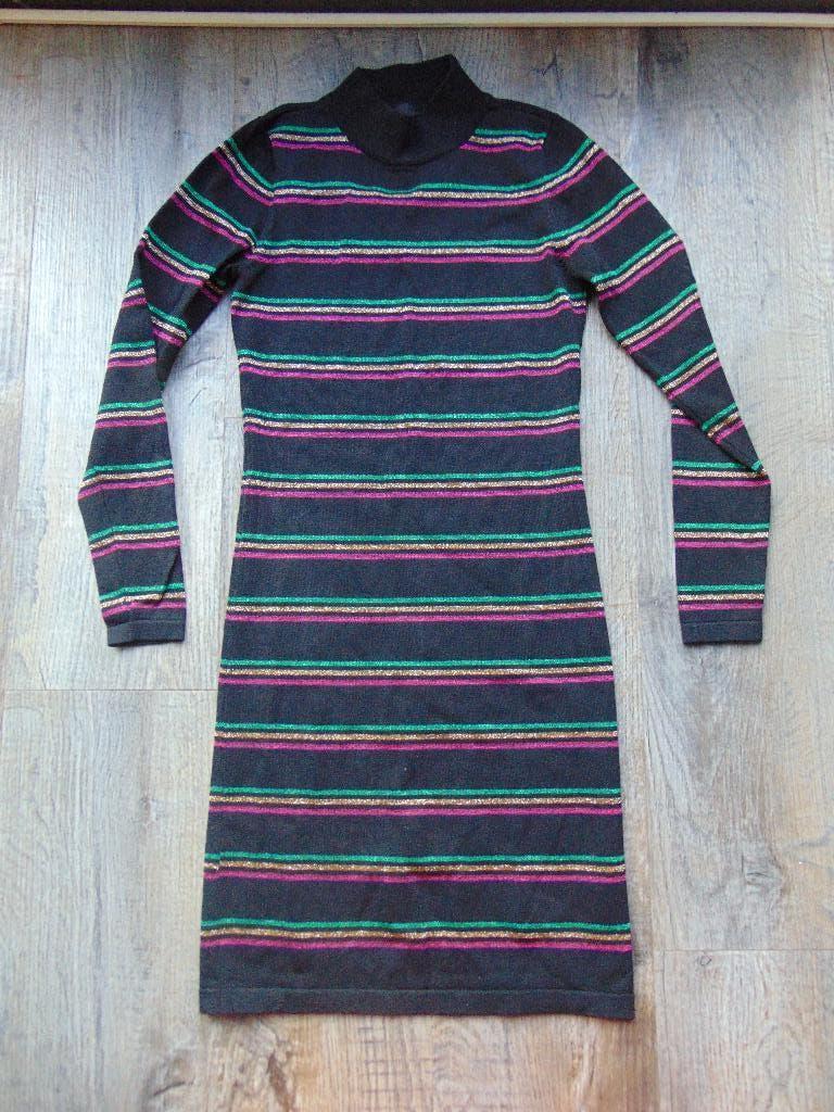 Seven Sisters zwart jurkje met glitter strepen maat 38 jurk, Maat 38/40 (M), The Sting, Zwart, Ophalen of Verzenden