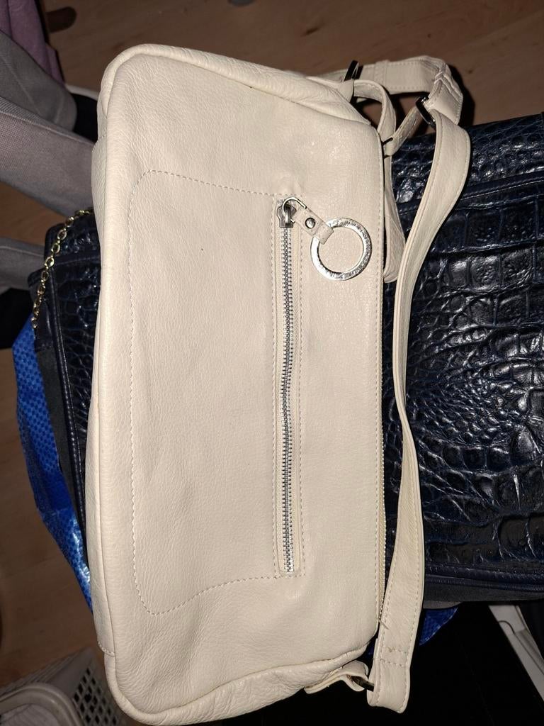 Leren Schoudertas H.J. de Rooy - Crème, Overige merken, Beige, Ophalen of Verzenden, Zo goed als nieuw