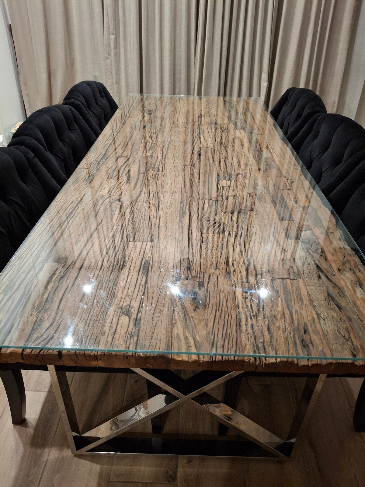Richmond eettafel met 6 Dubbelman Design stoelen, Ophalen, Gebruikt, 4 tot 6 stoelen
