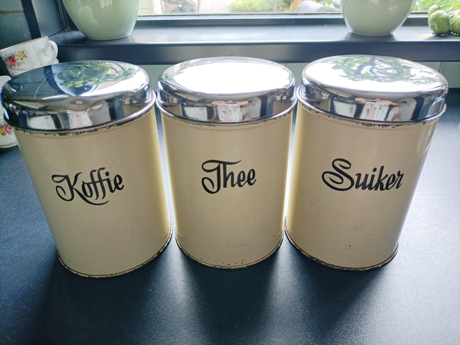 Vintage Brabantia voorraadblikken: Koffie, Thee, Suiker, Antiek en Kunst, Ophalen of Verzenden
