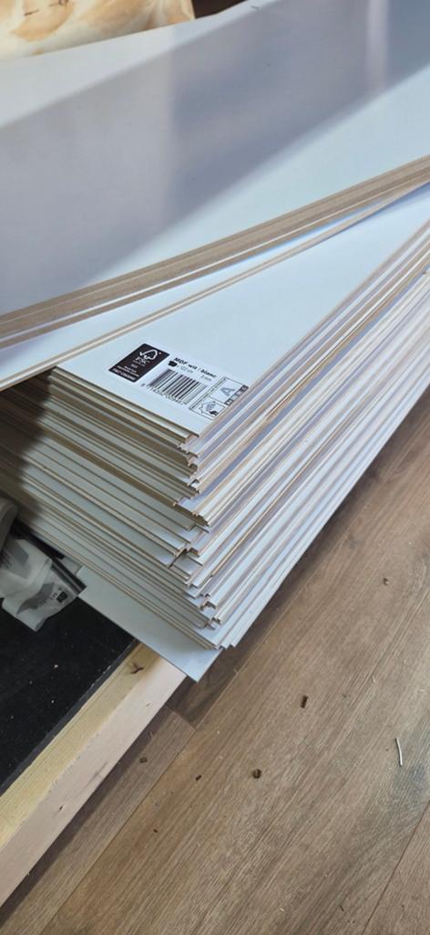 105 stuks MDF plaat wit gecoat 3mm 122,5x61cm, Doe-het-zelf en Verbouw, Hout en Planken, Ophalen, Minder dan 25 mm, Overige typen
