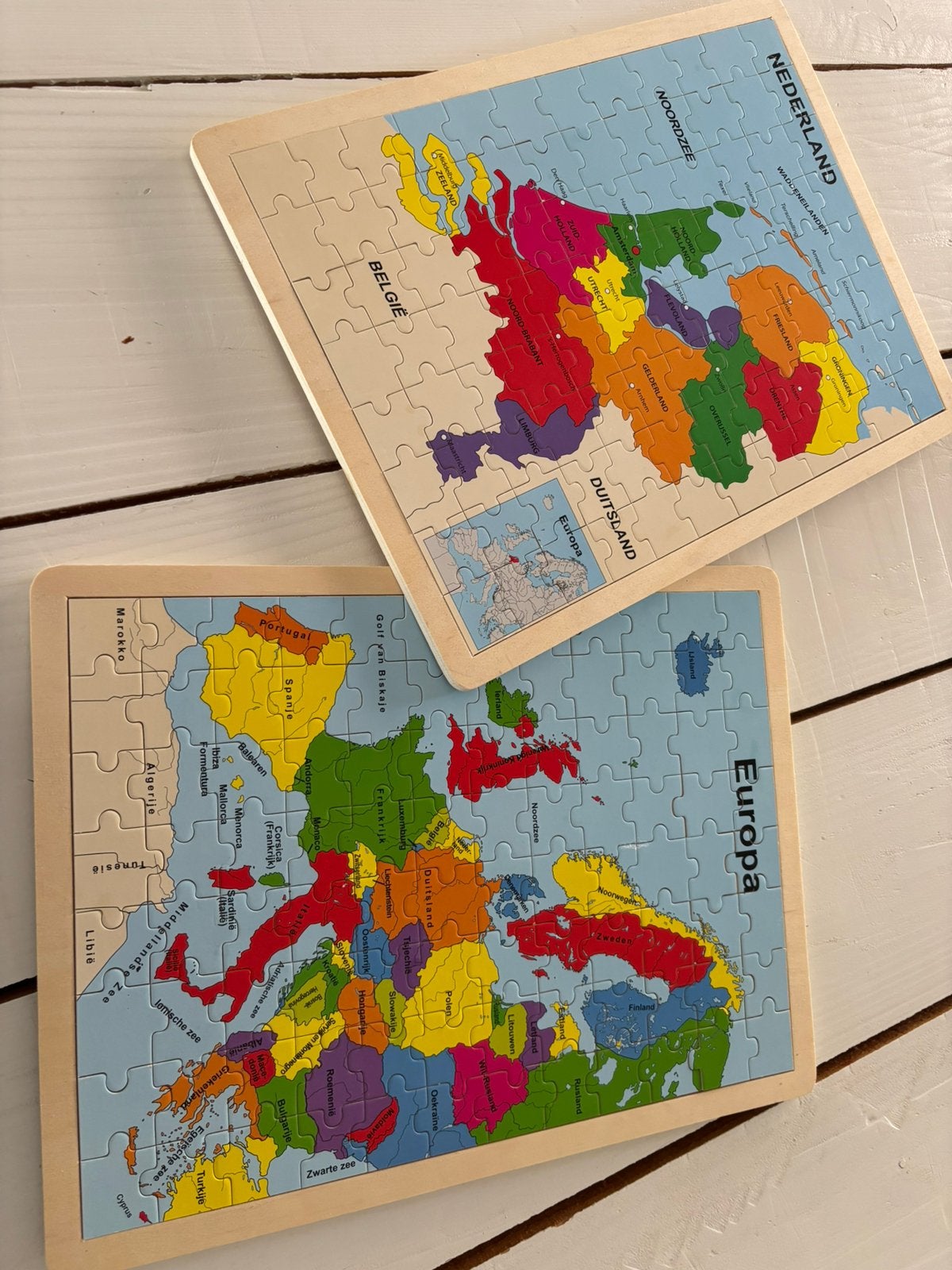 Puzzel met Europa en Nederland, Ophalen of Verzenden, Meer dan 50 stukjes, Zo goed als nieuw